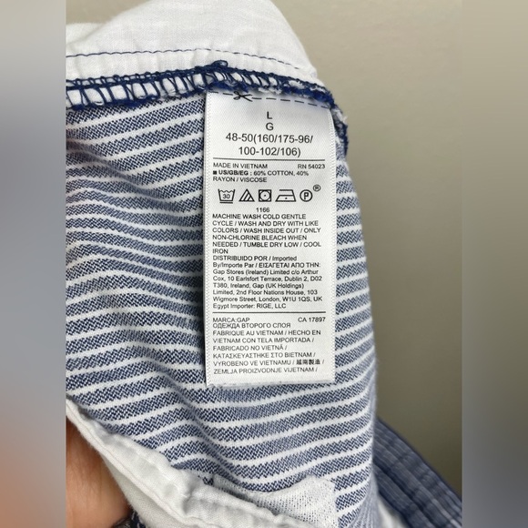 Gap Women's Large V-Easy Pant Bold Navy Stripe White Casual Pull-On Drawstring - Picture 12 of 14